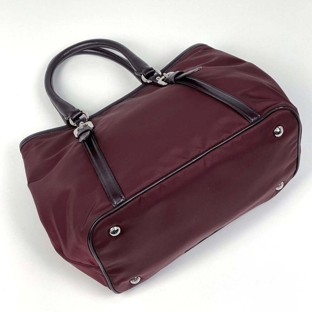 Prada Logo Handbag Tote Bag Nylon Bordeaux BN1841 Women's - Picture 2 of 8